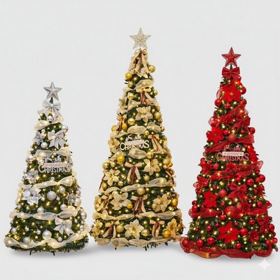 Foldable 1.8 Meter Dense Flocked PVC Christmas Tree Expandable Artificial Holiday Decoration