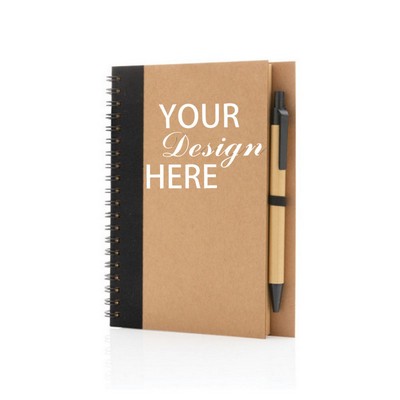 Kraft Paper Spiral Notebook with Pen