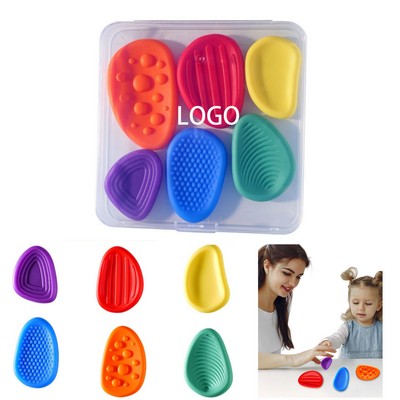 6-Piece Silicone Sensory Fidget Stones with Storage Box