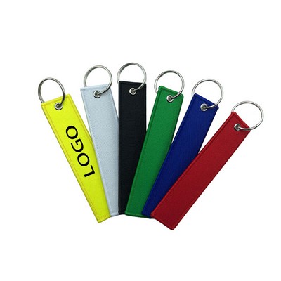 Embroidery Woven Strip Keychain