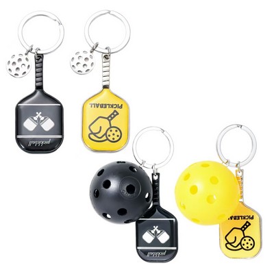 Racket Zinc Alloy Keychain Pendant Simulated Sports Ornament Pickleball Keyring