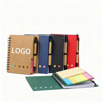 Protable Combination Sticky Note Book w/ Kraft Cover