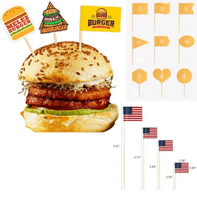 Custom Mini Cupcake Toppers Toothpick Flags