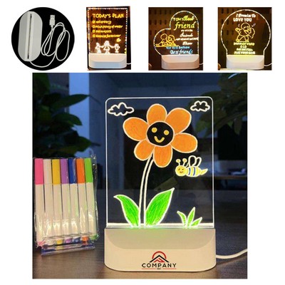 Small Desk Lamp LED Ambient Light Acrylic Message Writing Board