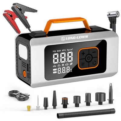 Jump Starter Tire Inflator Portable Air Compressor Cordless Air Pump 5X Faster