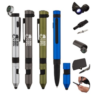 Outdoor Multi Compass Stylus Flashlight Pen Tool