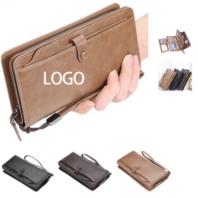 Men Leather Clutch Wallet with Multiple Compartments