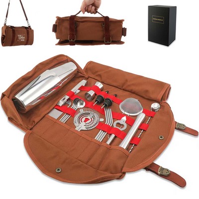 20-Piece Mixology Bar Tool Set with Travel Bartender Bag