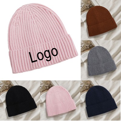 Women's Solid Color Beanie Warm Knit Hat
