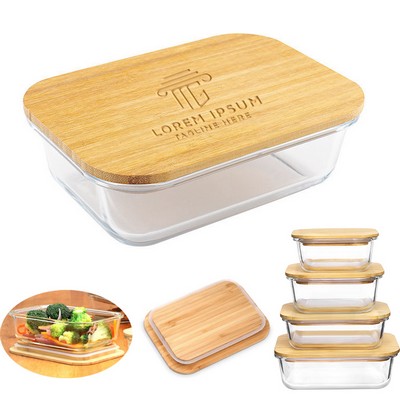 21 oz Glass Food Container w/Bamboo Lid