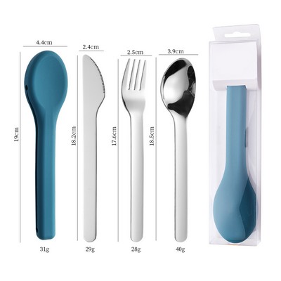 3pcs Outdoor Cutlery Set With Silicon pouch