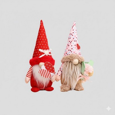 Sweet Love Gnome Valentine's & Mother's Day Rudolf Plush Handmade Faceless Doll holding Balloons