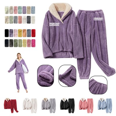 Fluffy Coral Fleece Pajamas Set