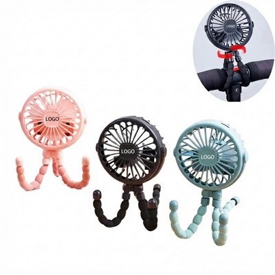 BreezeFlex: Flexible Tripod Rechargeable Fan for Strollers & Travel