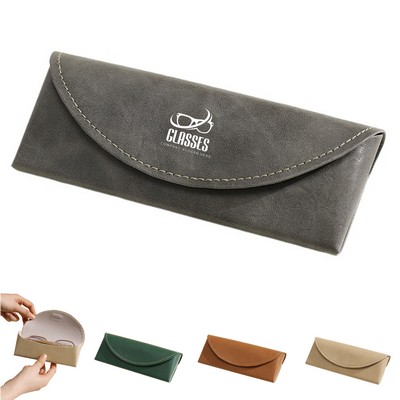 Shockproof Leather Eyeglass Case with Magnetic Closure