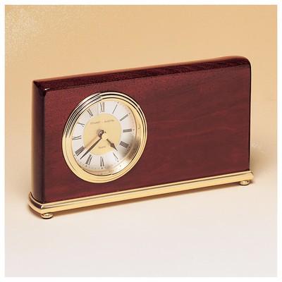 Rosewood Piano Finish Clock, Brass Base - CLK56
