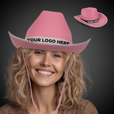 Pink Cowboy Hat with White Band(Imprinted)