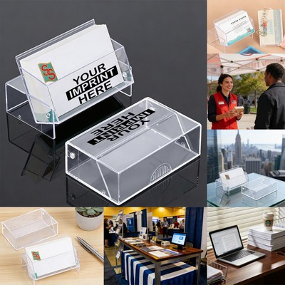 Clear Plastic Desk Business Card Holder