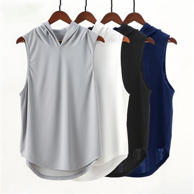 Lightweight Performance Sleeveless Hoodie Tank – 150 GSM Polyester Athletic Training Apparel