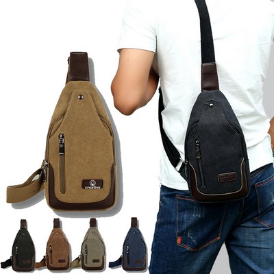 Vintage Canvas Chest Bag / Sling Backpack