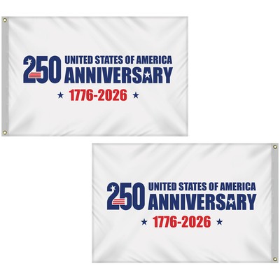 4' x 6' Double Sided White America 250 Anniversary Flag