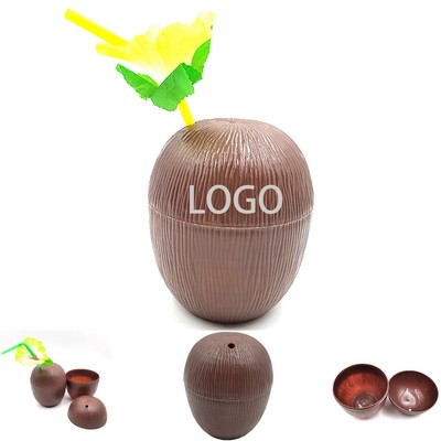 Professional 16oz Food-Grade BPA-Free Reusable Coconut Shaped Plastic Party Cup