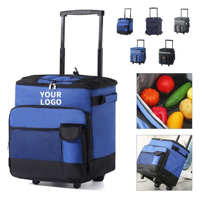 Insulated Picnic Trolley Cooler Bag 600D Oxford Wheeled PEVA Lining