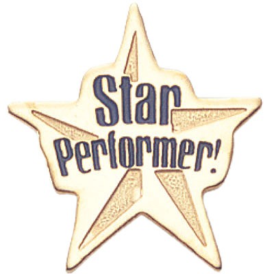 Etched Enameled School Star Performer Pin