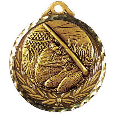 Stock Diamond Struck Medal (Fishing) 2 3/4"