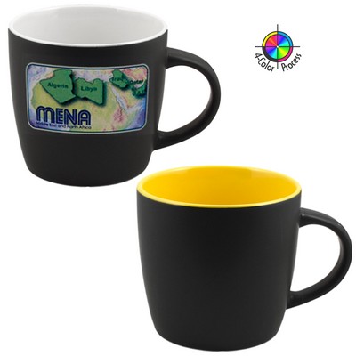 12 Oz. Two-Tone Black/Yellow Euro Cafe Mug - 4 Color Process