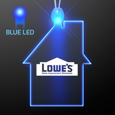 Imprinted House Light Up Necklace with Blue LED - PRINTED