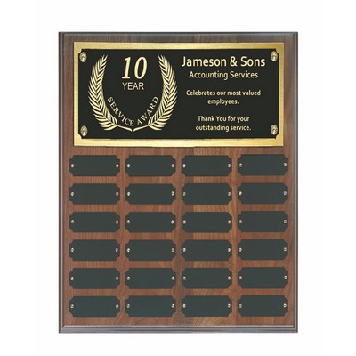 Genuine Walnut Perpetual Award Plaque 24 Plates