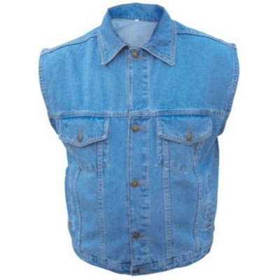 Men's Light Blue 14.5 Oz. Denim Vest with Collar