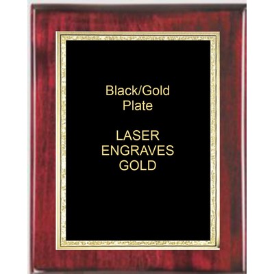 Rosewood 8" x 10" Piano Finish Plaque - 6" x 8" Black/Gold Florentine Plate