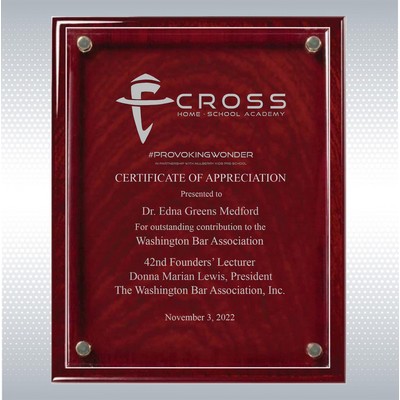 Rosewood Piano Finish Plaque w/Floating Acrylic (10.5" x 13")