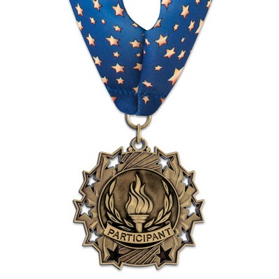 Participant TS Medal w/Stock Millennium Neck Ribbon (2¼")