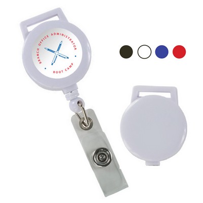 Sew On Plastic Clip-On w/Dome Badge Reel. Imprinted