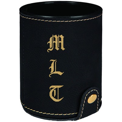 Black/Gold Leatherette Dice Cup w/5 Dice