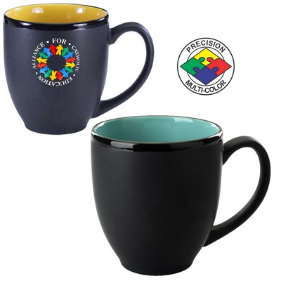 14.5 Oz. Black & Aqua HiLo Bistro Mug - Dishwasher Safe - Precision Spot Color