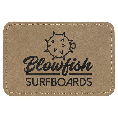 3"x2" Rectangle Patches, Light Brown Laserable Leatherette