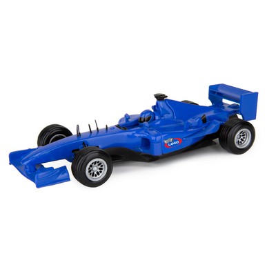 1/32 Scale 6.5" Die Cast Blue Formula-Indy Style Race Car with Full Color Logos -2 sides