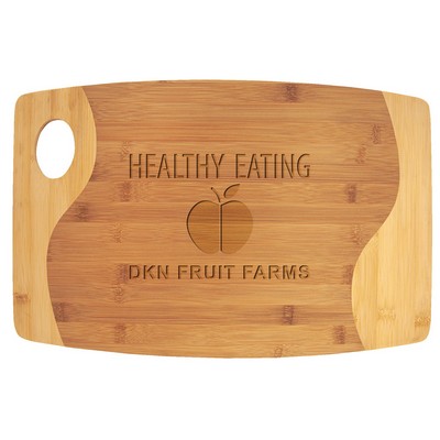 17.75" x 11.75" Bamboo Two Tone Cutting Board with Handle