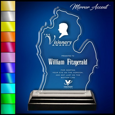 9" Lower Michigan Clear Acrylic Award with Mirror Accent
