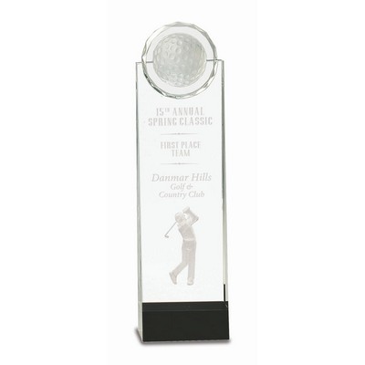 11 1/4" Clear/Black Crystal Standup with 3D Golfer