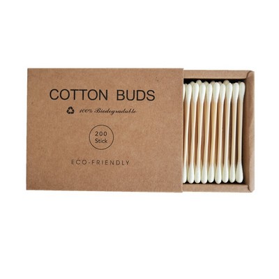 200pcs Biodegradable Bamboo Cotton Swabs Q-tip Cotton Buds(Drawer Type Package)