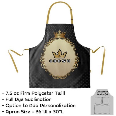 Poly Twill Sublimation Bib Apron - 26"W X 30"L