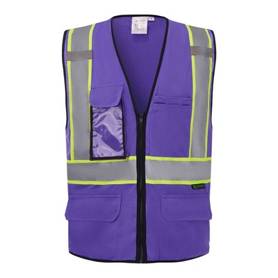 3C Products Non-ANSI, Purple Safety Vest with Multi Pockets