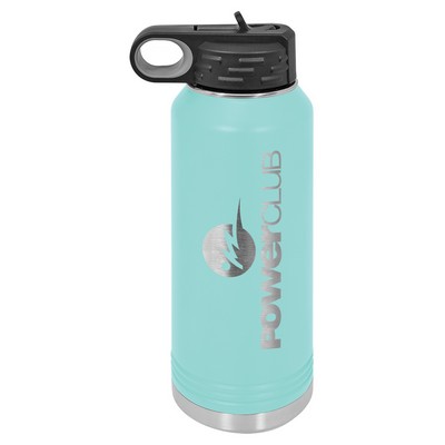 Powder Coated Teal Travel Water Bottle Includes Straw