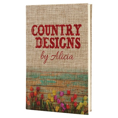 5.25" x 8.25" Burlap Sketch Book with White Unlined Notepad