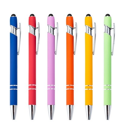 Laser Engraved Logo Retractable Touch Aluminum Stylus Ballpoint Pen